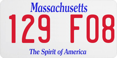 MA license plate 129FO8