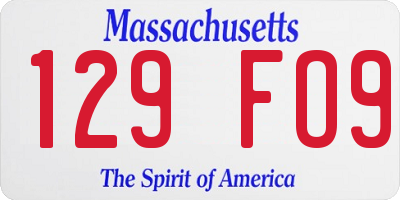 MA license plate 129FO9
