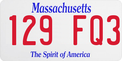 MA license plate 129FQ3