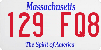 MA license plate 129FQ8