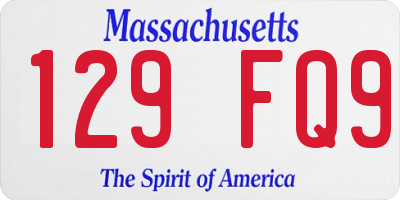 MA license plate 129FQ9