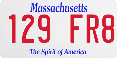MA license plate 129FR8