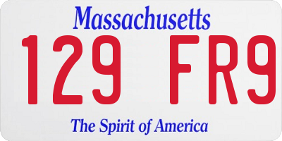 MA license plate 129FR9