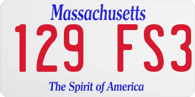 MA license plate 129FS3