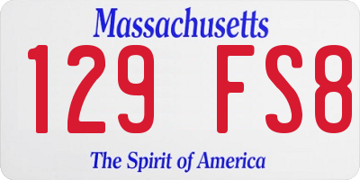 MA license plate 129FS8