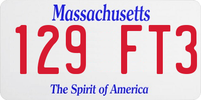 MA license plate 129FT3