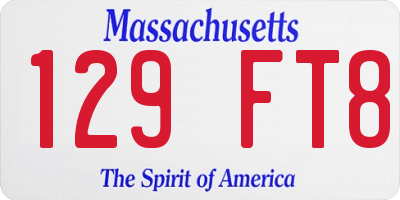MA license plate 129FT8