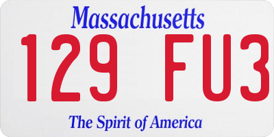 MA license plate 129FU3