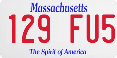 MA license plate 129FU5