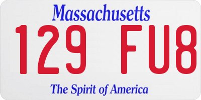 MA license plate 129FU8