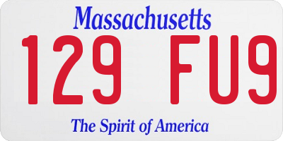 MA license plate 129FU9