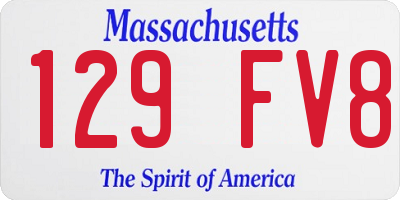 MA license plate 129FV8