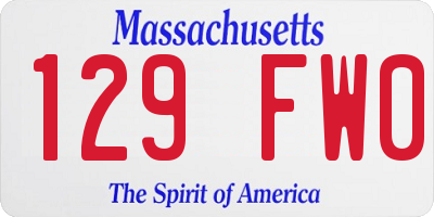 MA license plate 129FW0