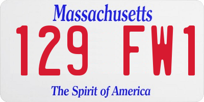 MA license plate 129FW1
