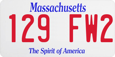 MA license plate 129FW2