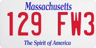 MA license plate 129FW3