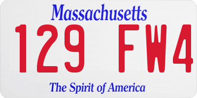 MA license plate 129FW4