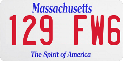 MA license plate 129FW6
