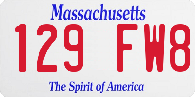 MA license plate 129FW8