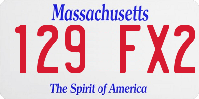 MA license plate 129FX2