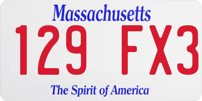 MA license plate 129FX3