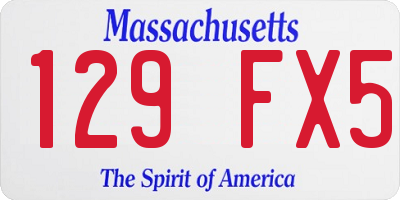 MA license plate 129FX5