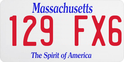 MA license plate 129FX6
