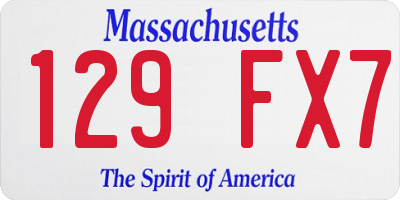 MA license plate 129FX7