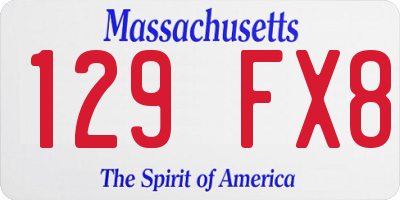 MA license plate 129FX8