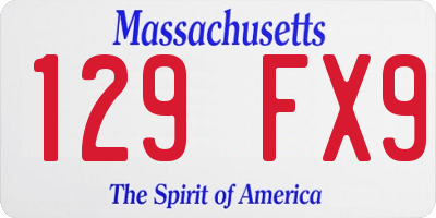 MA license plate 129FX9
