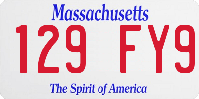 MA license plate 129FY9
