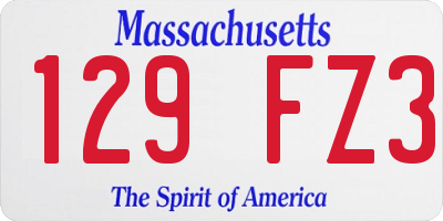 MA license plate 129FZ3