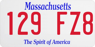 MA license plate 129FZ8