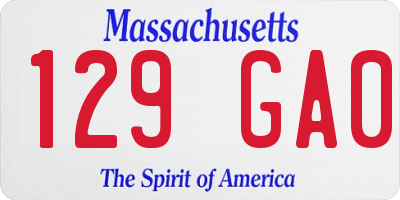 MA license plate 129GA0