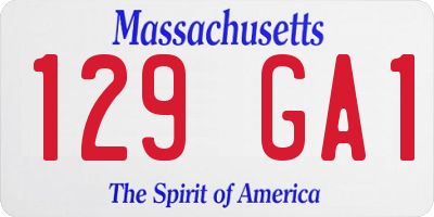MA license plate 129GA1