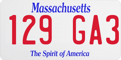 MA license plate 129GA3