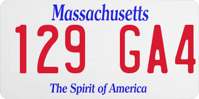 MA license plate 129GA4