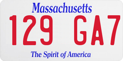 MA license plate 129GA7