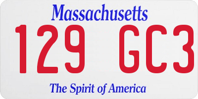 MA license plate 129GC3
