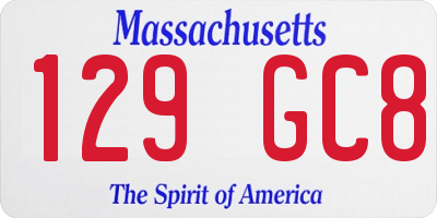 MA license plate 129GC8