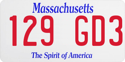 MA license plate 129GD3