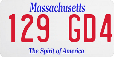 MA license plate 129GD4