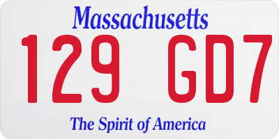 MA license plate 129GD7
