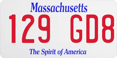MA license plate 129GD8