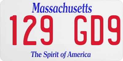 MA license plate 129GD9
