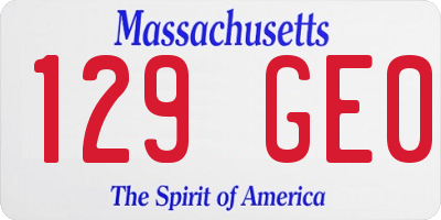 MA license plate 129GE0