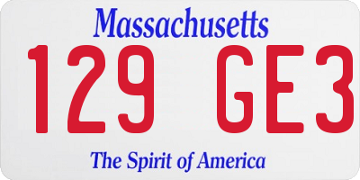 MA license plate 129GE3