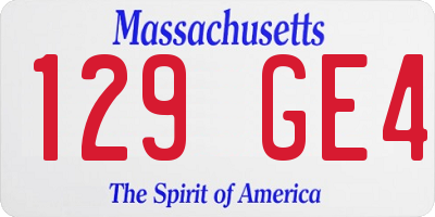 MA license plate 129GE4