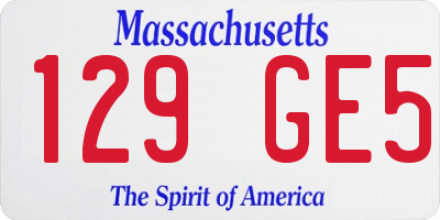 MA license plate 129GE5