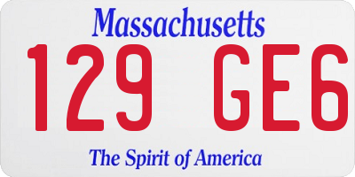 MA license plate 129GE6
